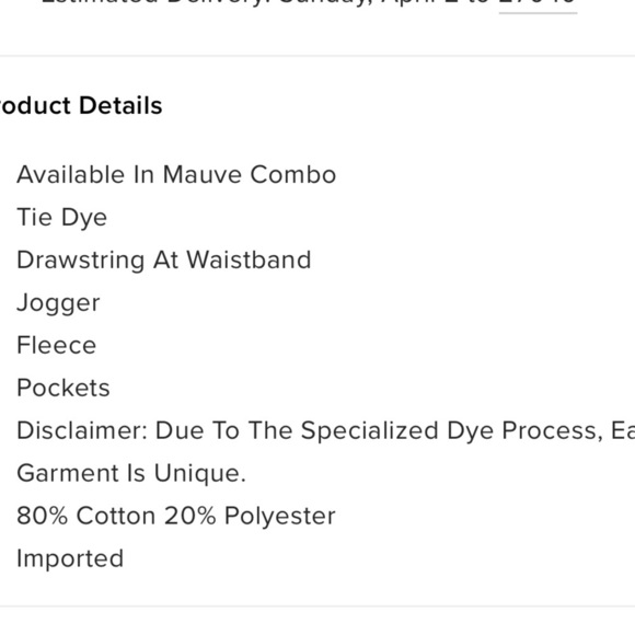 FASHION Nova Tie Dye 2pc. Hoodie & Jogger Set. Size L. - Picture 3 of 4